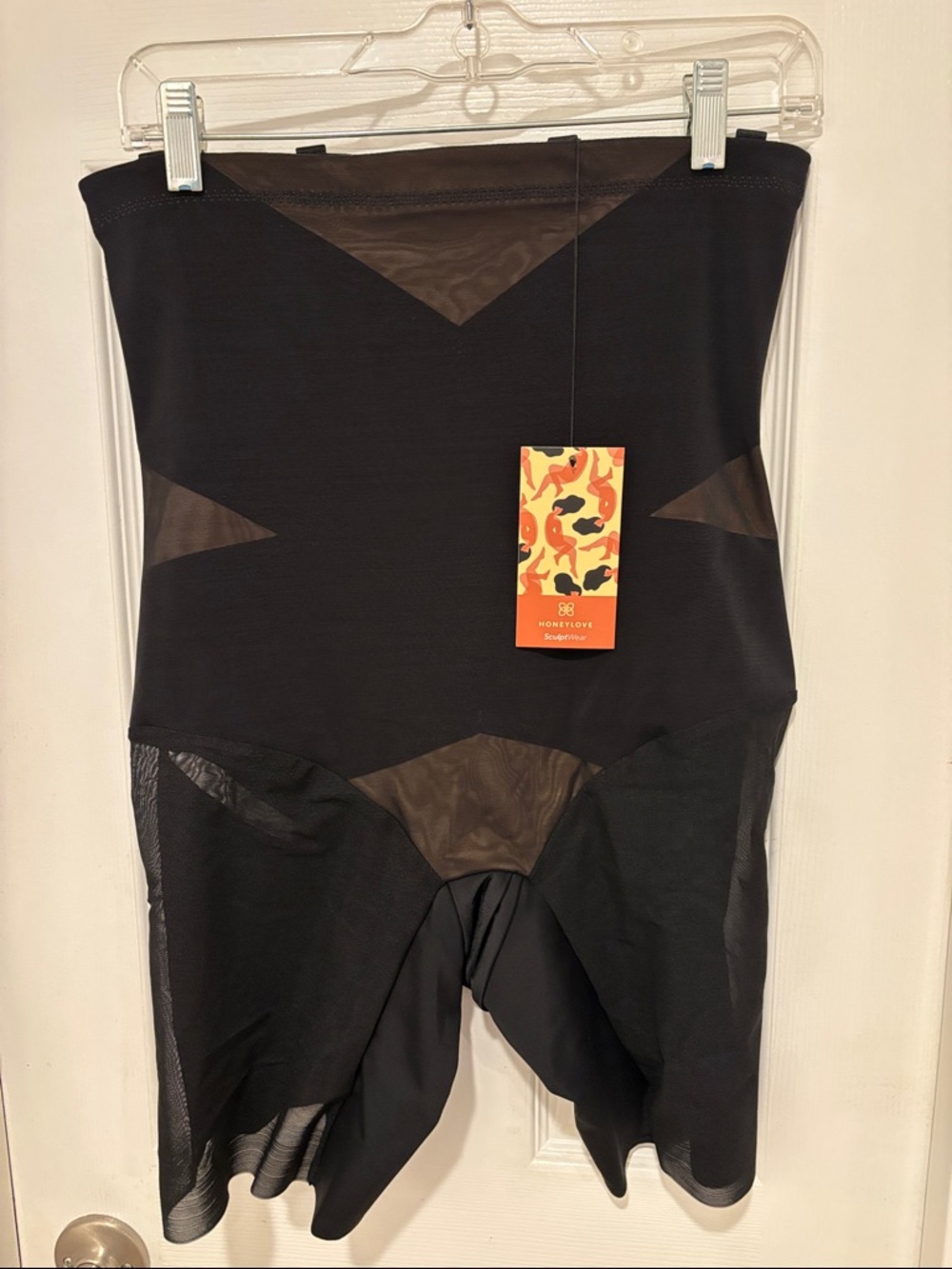 Honeylove Black Sculptwear High-Waist Shaping Shorts with straps and bag